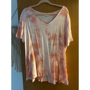 Coral tie dye blouse